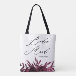 Bolso De Tela Floral de Borgoña con guión de dama de honor