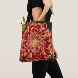 Bolso De Tela Floral de crisantemo rojo y amarillo