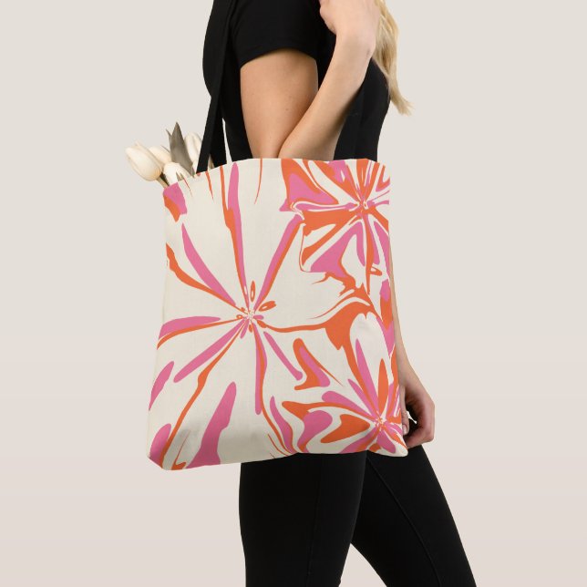 Bolso De Tela Floral de fantasía - rosa, Naranja y crema (Detalle)
