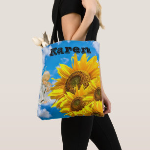 Bolso De Tela Floral de girasol bebé Angel Sky Tote Bag