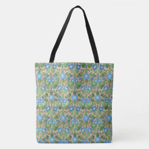 Bolso De Tela Floral de gloria azul vintage en Taupe