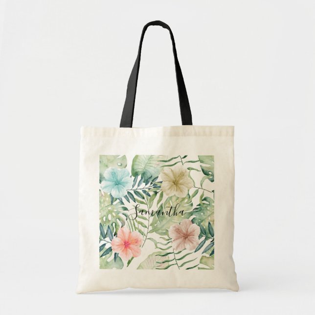 Bolso De Tela Floral de hojas tropicales (Frente)