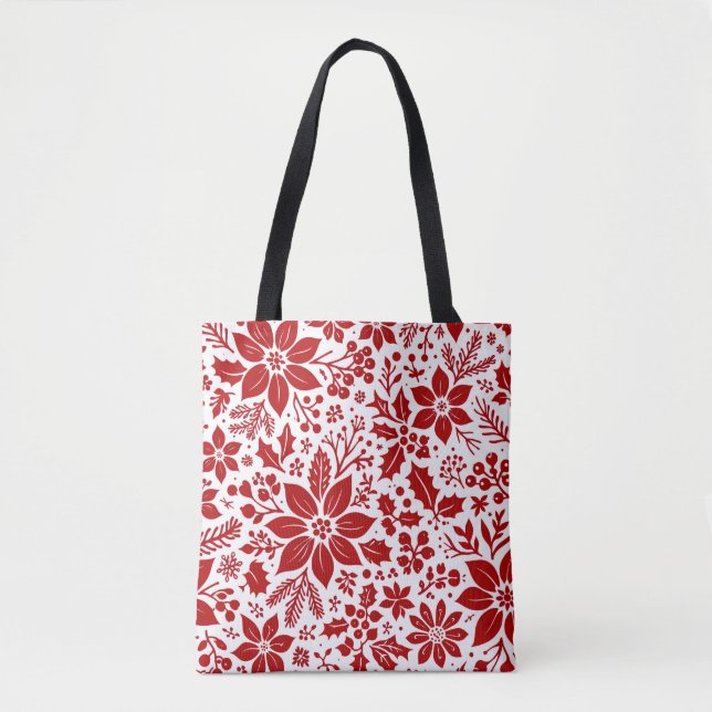 Bolso De Tela Floral de Invierno Rojo (Anverso)