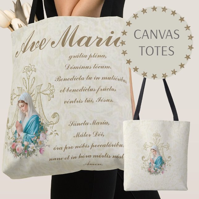 Bolso De Tela Floral de la bendición católica Mary Marian (Subido por el creador)