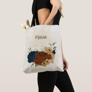 Bolso De Tela floral de la marina terracota