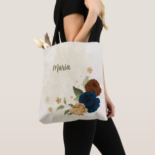 Bolso De Tela floral de la marina terracota