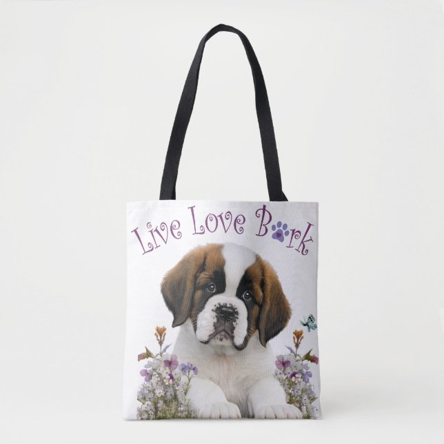 Bolso De Tela Floral de mamá de perro de San Bernardo (Anverso)