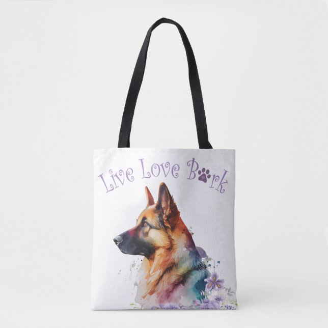 Bolso De Tela Floral de mamá de perro pastora alemana (Anverso)