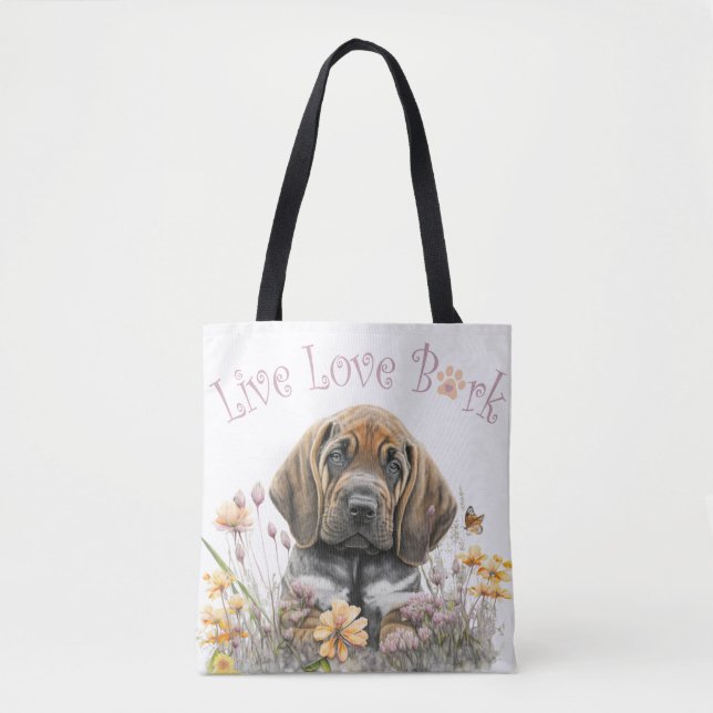 Bolso De Tela Floral de mamá de perro sangrienta (Anverso)