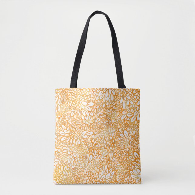 Bolso De Tela Floral de Marigold: Simple Patrón Naranja (Anverso)