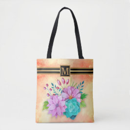 BOLSO DE TELA FLORAL DE MONOGRAMA ESTILO