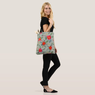 Bolso De Tela Floral de Navidades de Poinsettia Roja