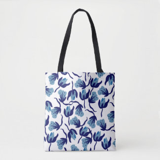 Bolso De Tela Floral De Pansy Azul: Impresionante.