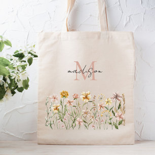 Bolso De Tela Floral de prado de flores silvestres en acuarela m