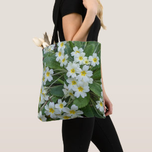Bolso De Tela Floral de Primroses blancos