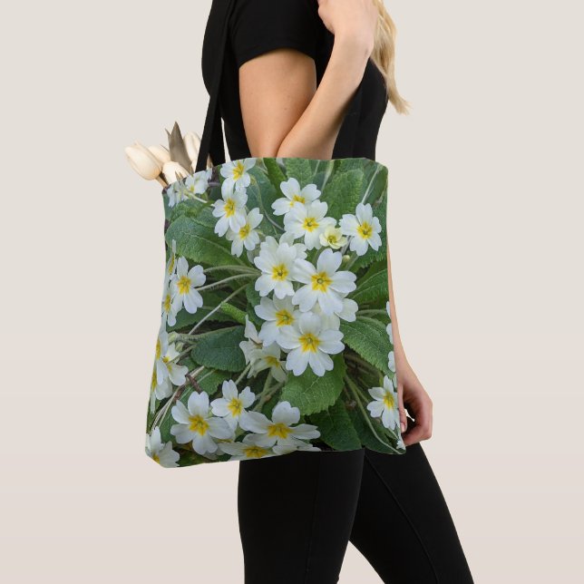 Bolso De Tela Floral de Primroses blancos (Detalle)