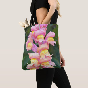 Bolso De Tela Floral de Snapdragon rosa y amarilla