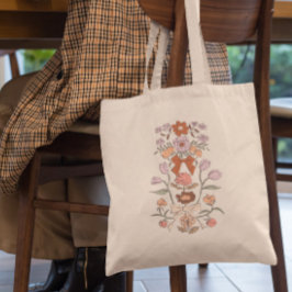 Bolso De Tela Floral de terracota y arcos de flores