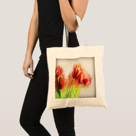 Bolso De Tela Floral de tulipanes amarillos rojos de color de ag