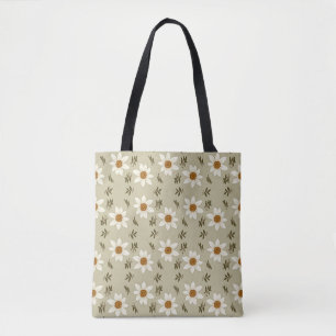 Bolso De Tela Floral decorativa en blanco y beige