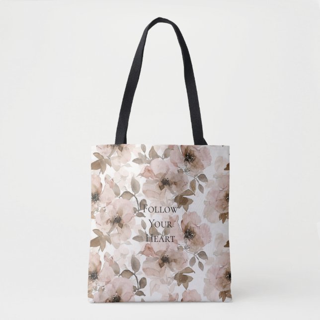 Bolso De Tela Floral del suroeste rosa marrón (Anverso)