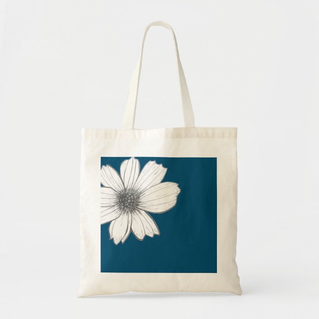 Bolso De Tela Floral design teal blue (Frente)