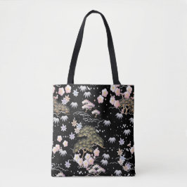 Bolso De Tela Floral elegante de cerezo rosa negro