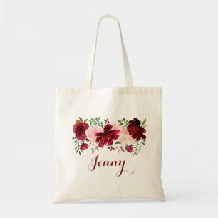 Bolso De Tela Floral elegante de primavera borgoñona