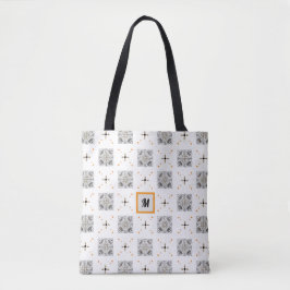 Bolso De Tela Floral en flor Monograma Dibujado a Mano