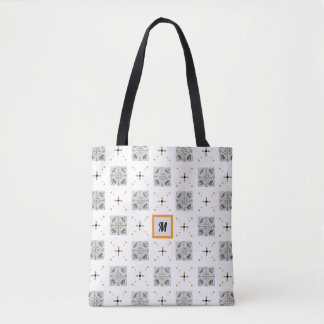 Bolso De Tela Floral en flor Monograma Dibujado a Mano