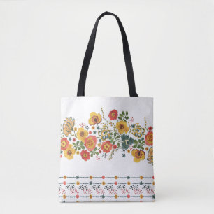 Bolso De Tela Floral Estilizada: Diseño Seamless de Acuarela.