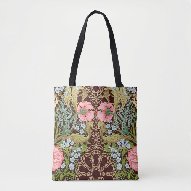 Bolso De Tela Floral estilo Art Nouveau: patrón de cosecha de co (Anverso)