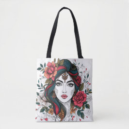 Bolso De Tela Floral  Face – Boho Beauty Tote