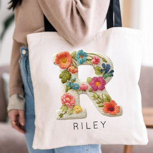 Bolso De Tela Floral Falso con Monograma Personalizado Día de la