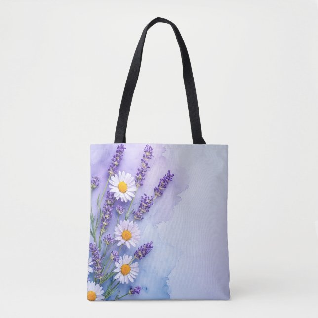 Bolso De Tela Floral Fantasía Lavender y Daisy Bag (Anverso)