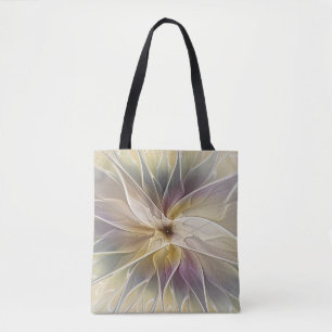 Bolso De Tela Floral Fantasía Oro berenjena Resumen Arte Fractal