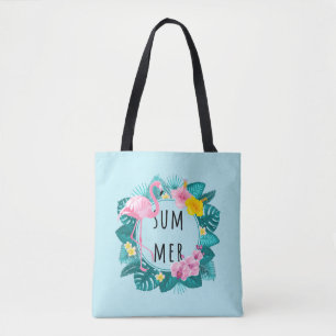 Bolso De Tela Floral Flamingo Summer Bliss