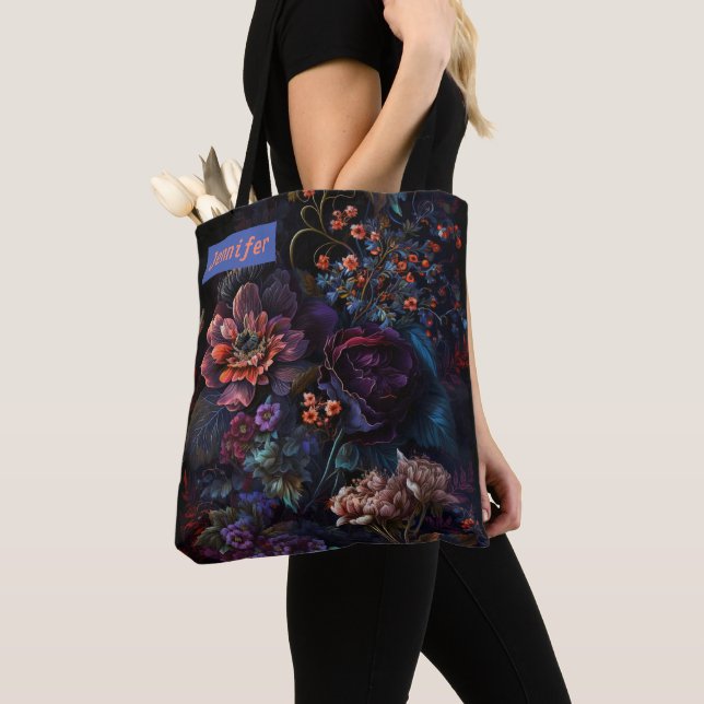 Bolso De Tela Floral floral gótica moderna personalizada (Detalle)