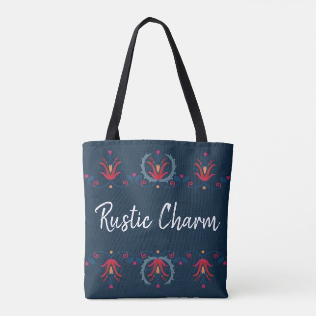 Bolso De Tela Floral Folk Tradicional Rústico Húngaro (Reverso)