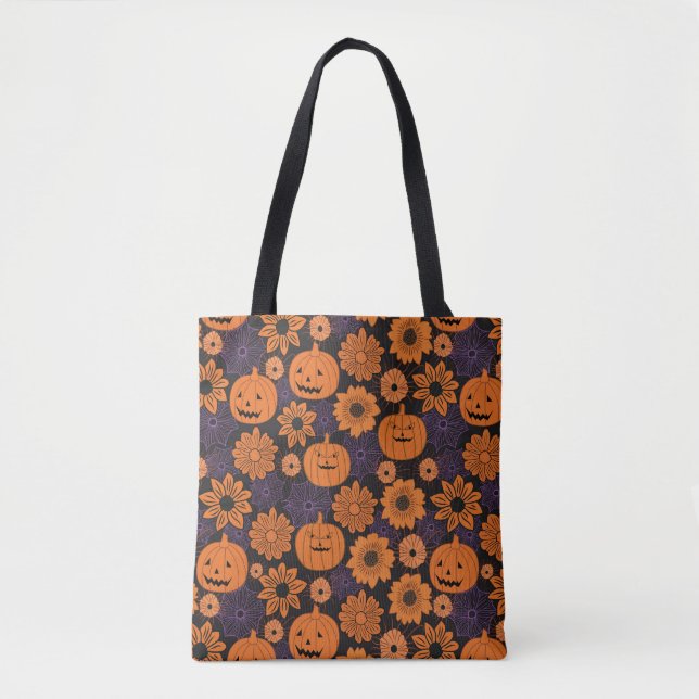 Bolso De Tela Floral Halloween (Anverso)