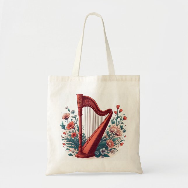 Bolso De Tela Floral Harp Tote Bag (Frente)