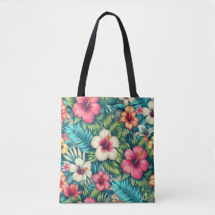Bolso De Tela Floral hawaiano/tropical