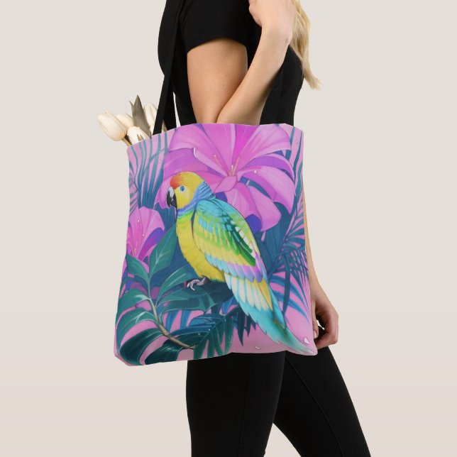 Bolso De Tela Floral/hawaiano/tropical/loro (Detalle)