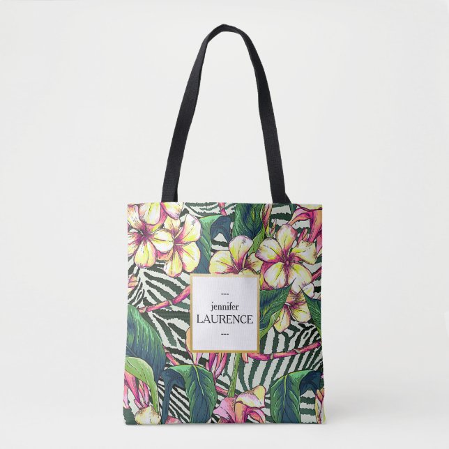 Bolso De Tela Floral intrépido hawaiano del Plumeria (Anverso)