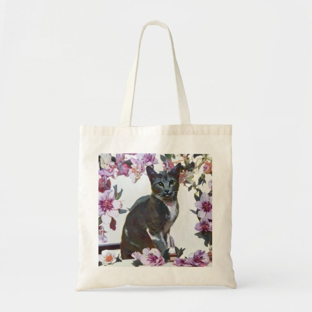 Bolso De Tela Floral Kitties (Frente)