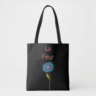 Bolso De Tela Floral La Fleur Azul Naranja Negro