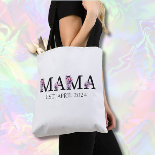 Bolso De Tela Floral Mamá nueva mamá Mensajes de texto para la b