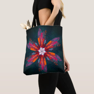 Bolso De Tela Floral Mandala Flores Naranja Azul Rojo Resumen