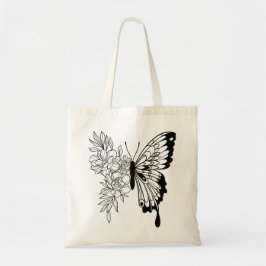 Bolso De Tela Floral mariposa Tote Bag