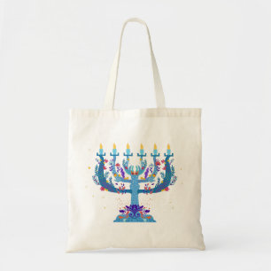 Bolso De Tela floral menorah hanukkah